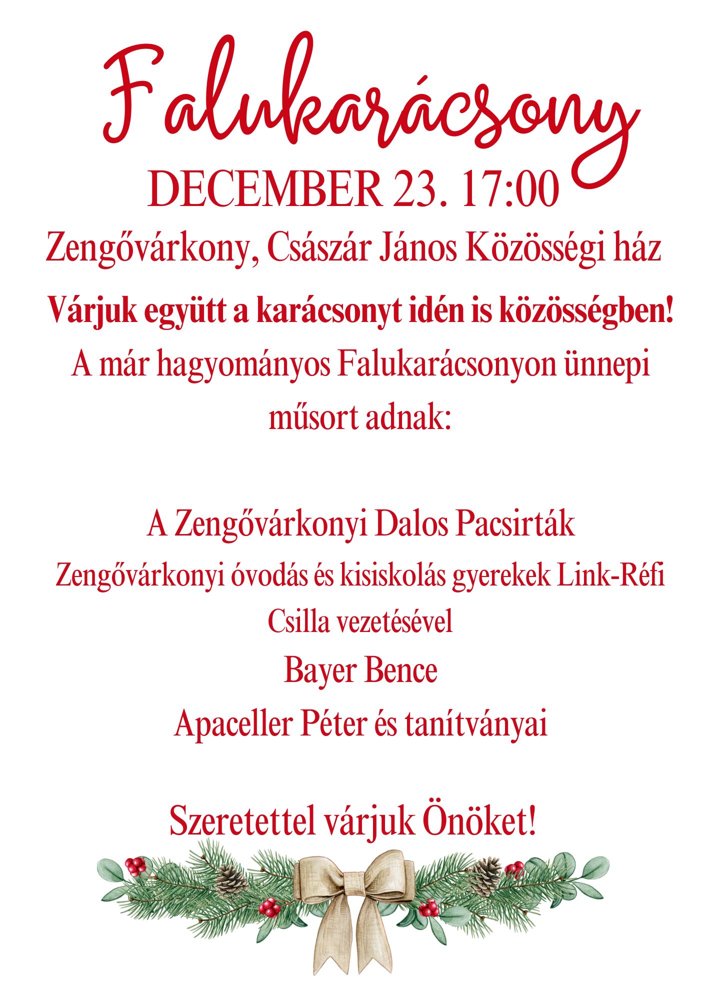 Falukarácsony – Dec. 23. 17:00