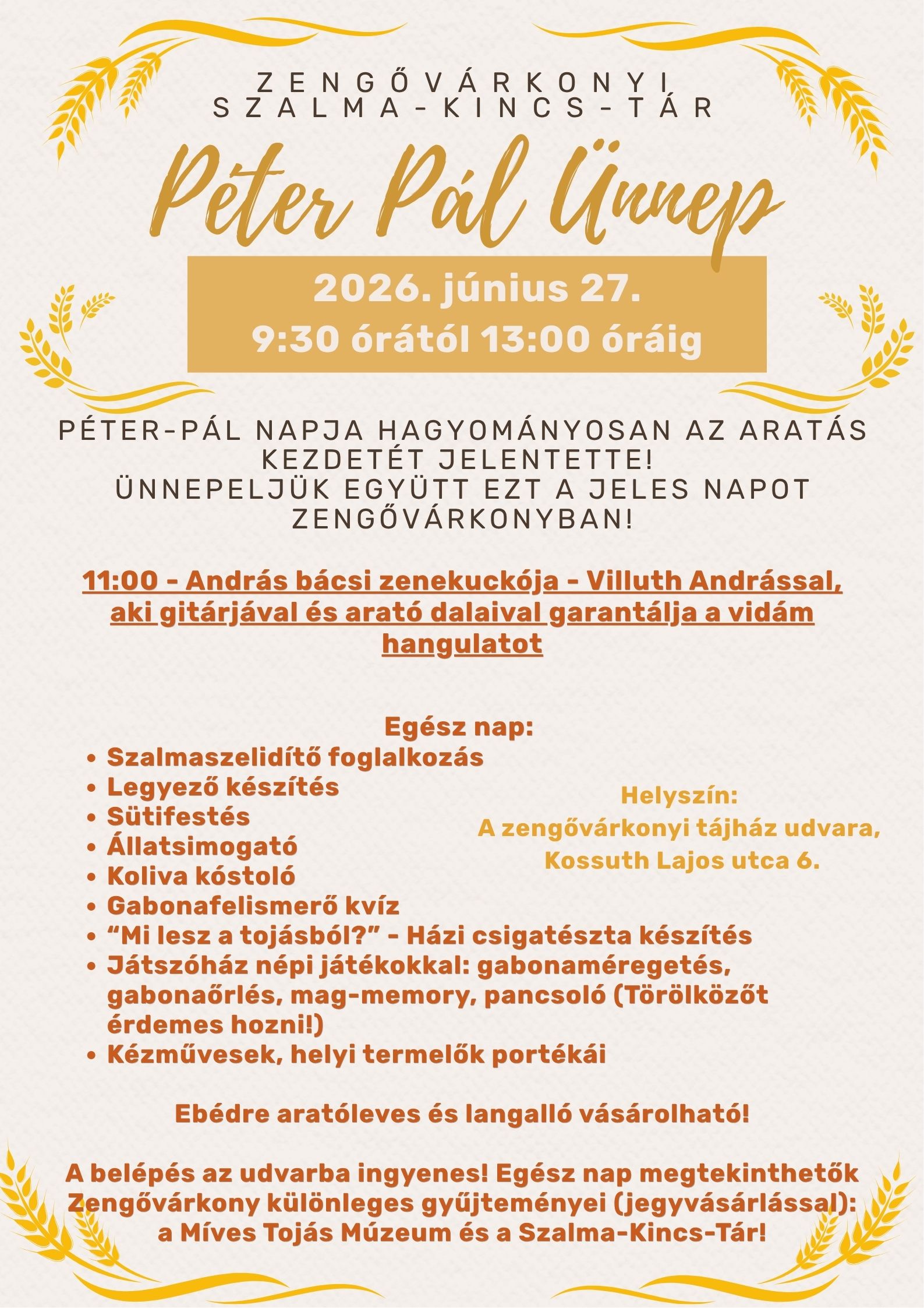 Péter Pál Ünnep a tájházban jún. 27.